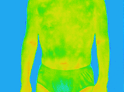 サーモグラフィーによるDr.シリコン骨盤矯正ベルト装着前の温度分布